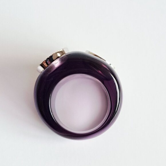 New Purple Transparent with Two Circles Crystals Silver 925 Ring Size 7 - Picture 10 of 16